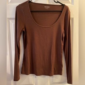 brown long sleeve old navy top size medium